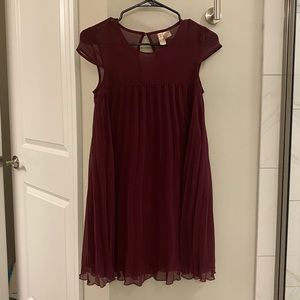 Burgundy, pleated dress